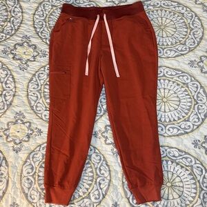 Figs Zamora Jogger  Scrub Pants Burnt Orange L/P Medical Zip Pocket